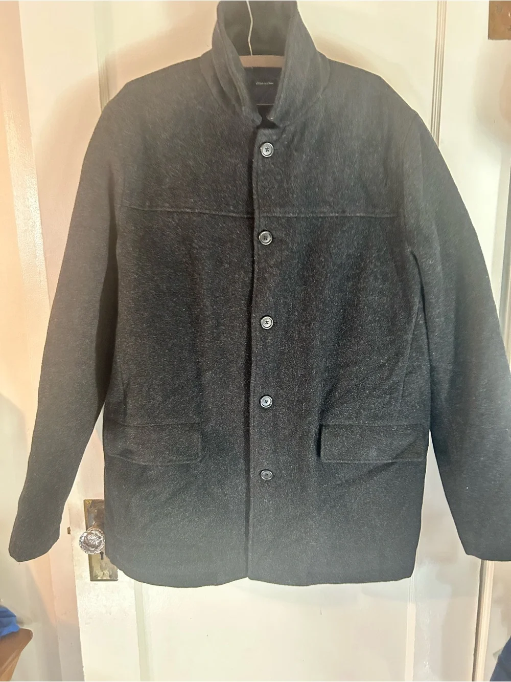 J Crew University Jacket Mens XLT Charcoal 100% Wool Stadium Cloth Quilted Coat
